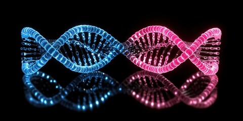 dna strand on black background