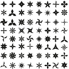 Shuriken icon vector set. Ninja illustration sign collection. Throwing stars symbol or logo.