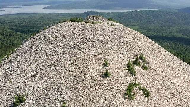 Southern Urals, Zyuratkul National Park: Golaya Sopka mountain. Aerial view.