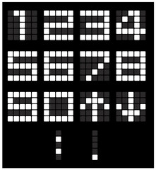 Fototapeta premium エレベーターや時計で使えるデジタル数字 白数字黒バック