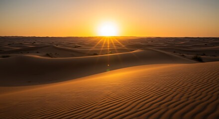Naklejka premium Desert Sunset Landscape with Sand Dunes