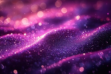 Fototapeta premium Abstract glittering purple background with glowing bokeh lights and sparkles