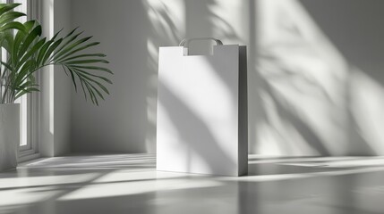 White Minimalist Bag Mockup in Bright Room Setting