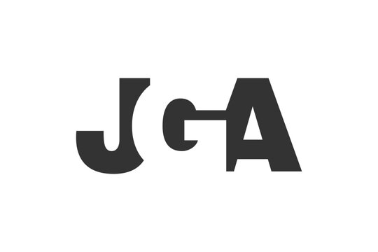JGA logo design. Initial letter J G A bold font style for tech startups, consulting, corporate branding. Creative company name, headlines typography identity, trendy logotype.