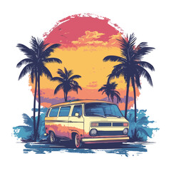 Illustration background tropical sunset vector