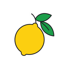 lemon yellow color outline vector icon on white background