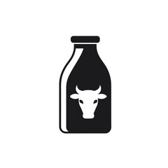 bottle of milk silhouette of a illustration on white background