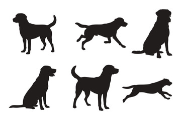 a set of dog silhouette vector  