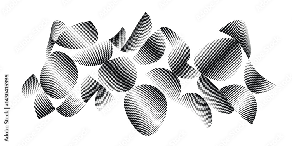 Poster abstract flow lines design elements . fluid wavy shape . glitched circle design . striped linear obj