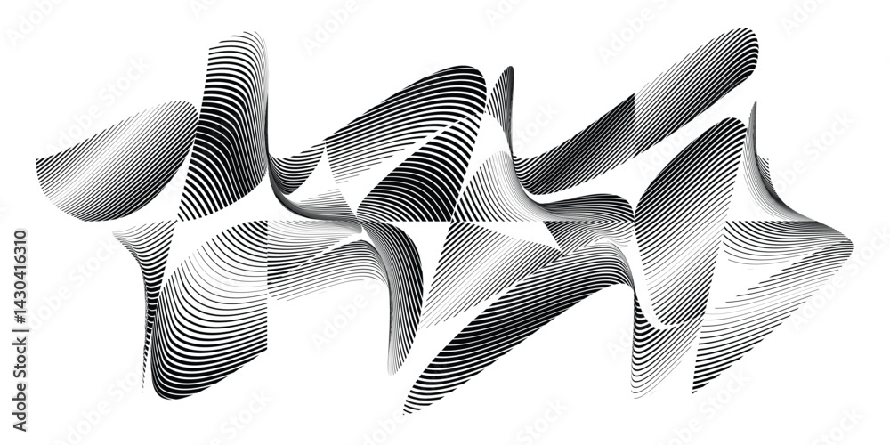 Poster abstract flow lines design elements . fluid wavy shape . glitched circle design . striped linear obj