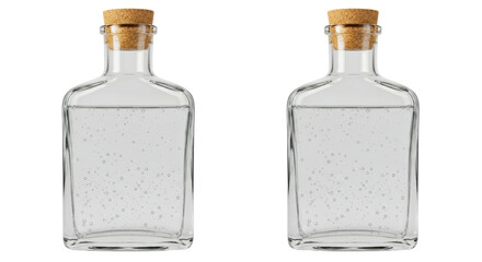 Isolated Pair of Glass Bottles with Cork Stoppers
