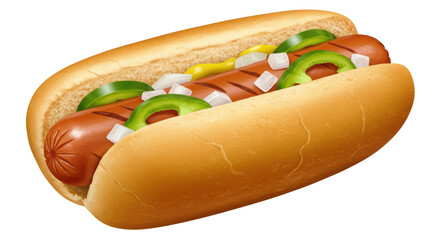 Isolated Delicious Hot Dog with Toppings