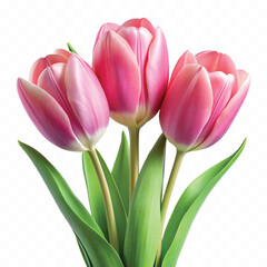 Fototapeta premium realistic 3d bouquet of three yellow tulips close up isolated on white background