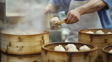 Delicious steamed buns traditional asian cuisine food photography eat cook chef meal high dish baozi