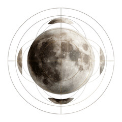 Celestial Moon Phases Geometric Lunar Cycle Art