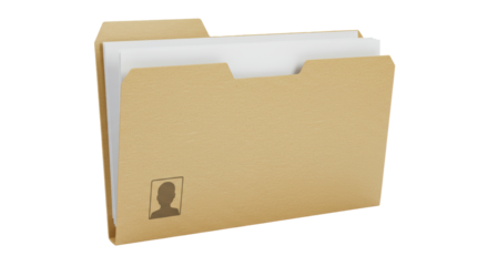 Isolated Manilla Folder with Papers and Business Card