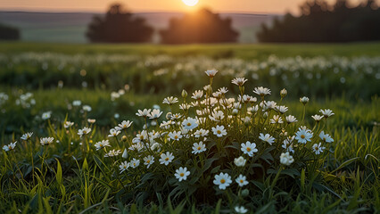 Fototapeta premium sunset in the field