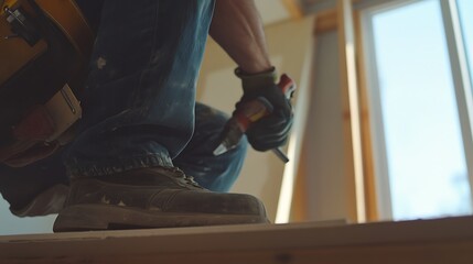 Construction Worker Using a Drill