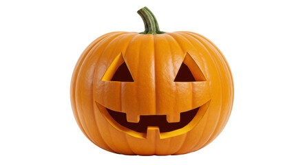Isolated Carved Orange Pumpkin with Spooky Face