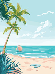 tropical beach with palm trees