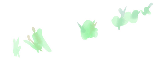 水彩の滲んだ葉や植物のようなラインあしらいイラスト