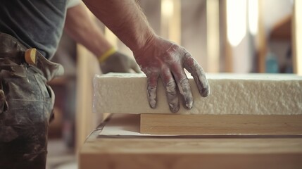 Carpenter Handling Insulation Material