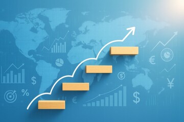 Ascending the Ladder of Success: Visualize the journey to achievement, a conceptual illustration showcasing financial progress and strategic development toward new objectives.