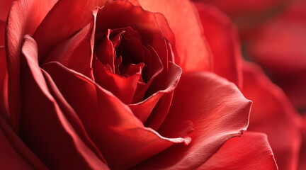 Close-up of a red rose, with a lifelike texture and vibrant red tones