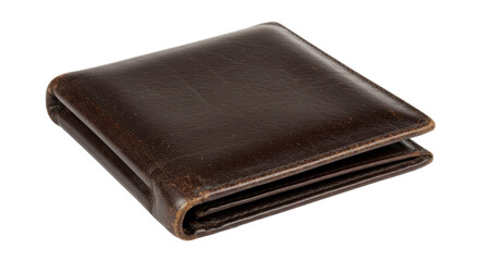 Isolated Dark Brown Leather Wallet with Folded Design