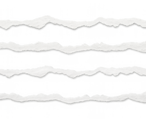 Realistic Seamless Torn Paper Edge with Ripped White Paper Strips, Soft Shadow, Transparent Background, PNG Format, Isolated