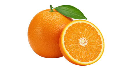 Isolated Orange and Half Orange Citrus Fruit