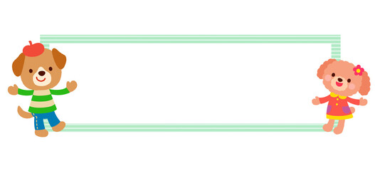 かわいいイヌのキャラクター　コピースペース　ポップ