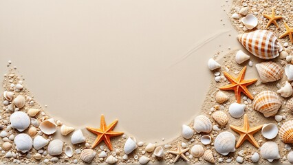 Obraz premium Spa and Wellness Still Life with Seashells and Starfish on White Background