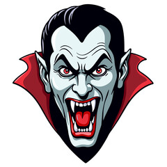 Fierce vampire showing fangs in bold pop art style, Halloween fun