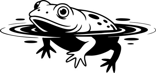 Obraz premium Frog in Water Vector Illustration