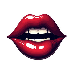 Fototapeta premium Vampire lipstick mark in bold pop art style, Halloween fun