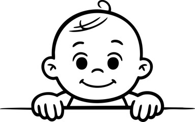 Smiling Baby Peeking Over a Border