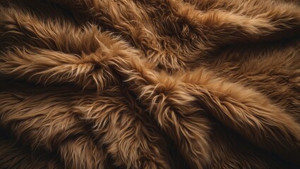 Naklejka premium Top view of fur texture with brown background and shaggy pattern