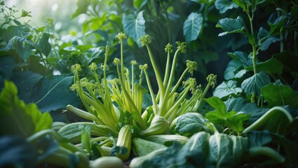 The zucchini plant is a summer squash from the gourd family known for its quick growth and edible fruits.