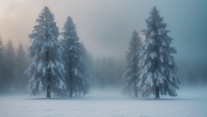 Snow-covered alpine winter scene