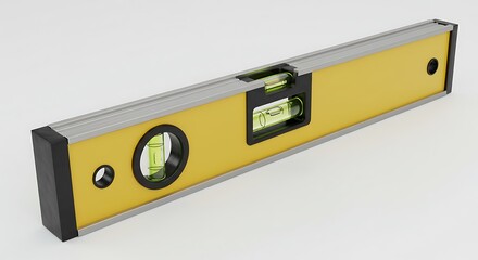 Yellow Spirit Level Tool on White Background