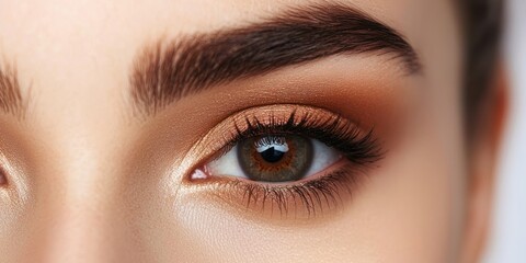 A beauty portrait showcasing a warm brown smokey eye with soft, blended tones
