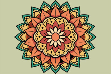 Abstract floral design with a round mandala pattern vector illustration