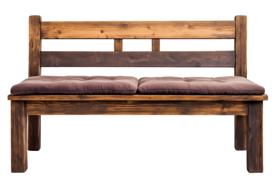 Rustic Wooden Bench with Cushions Comfortable Seating for Interior Design