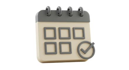 Isolated Cartoon Style Calendar with Completed Task Checkmark