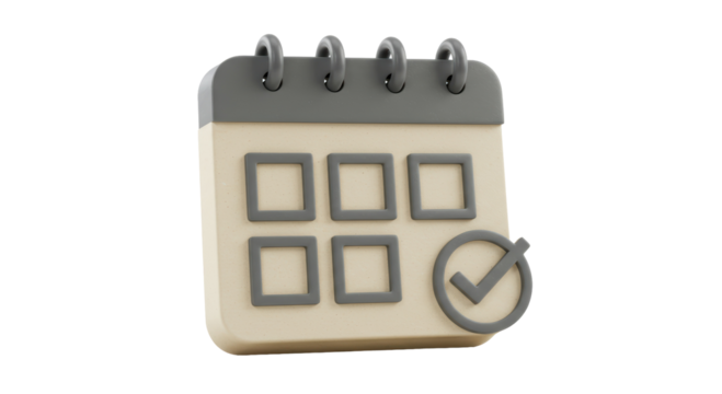 Isolated Cartoon Style Calendar with Completed Task Checkmark