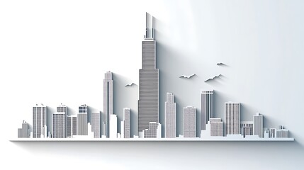 Fototapeta premium Minimalistic architectural cityscape design with long shadows aesthetic