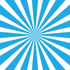 Retro Sunburst Design with Radial Rays in Blue and White Vector Illustration