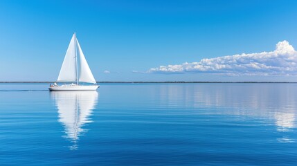 Obraz premium A pristine white sailboat navigating calm waters, embodying serenity and navigation skills