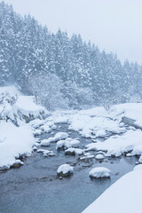 大雪が降った氷ノ山の風景 鳥取県 若桜町